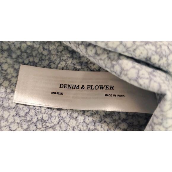 Men's XL Denim & Flowers Blue White Floral Button-down Shortsleeved Shirt Tags - Picture 9 of 15